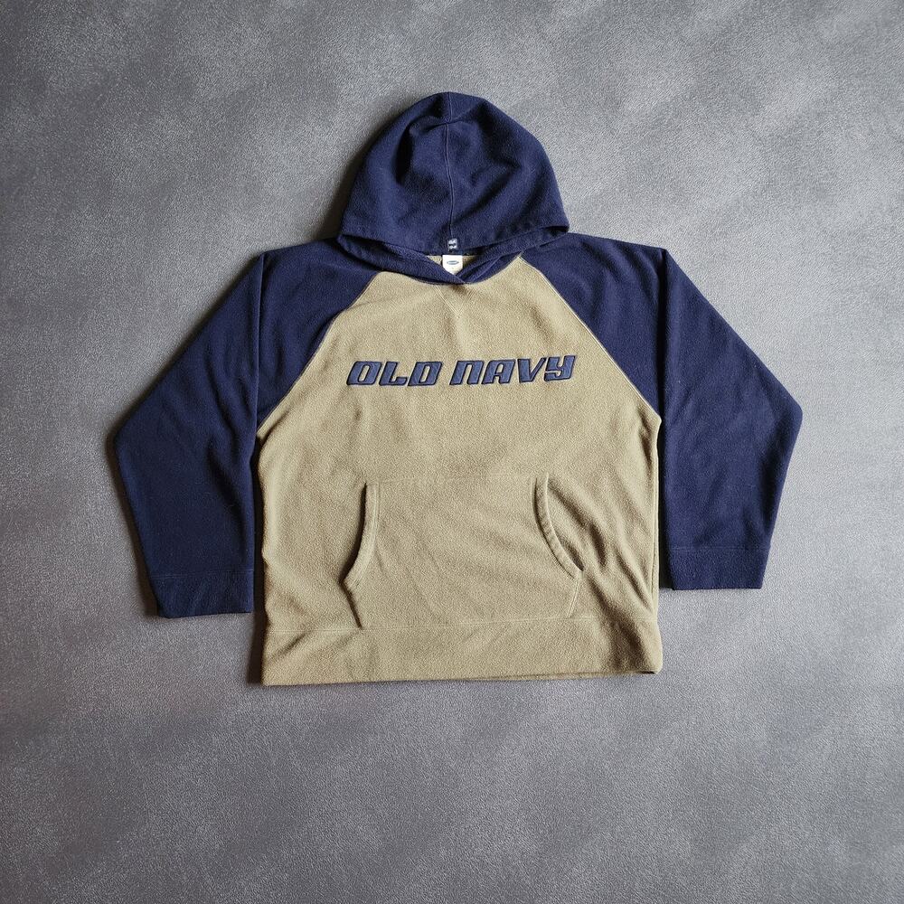 Vintage Old Navy Fleece Pullover Green Blue Hoodie Large